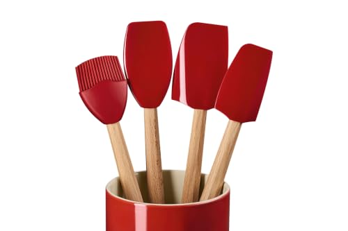 Le Creuset Silicone Signature Tools Set, 4-piece, Cerise - color: Cerise, style: 4-Piece Tool Set
