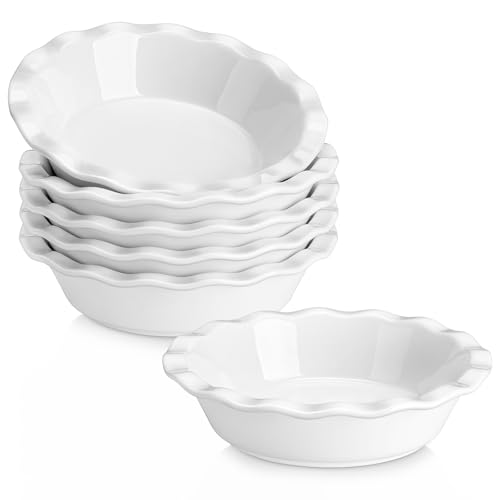 MALACASA Mini Pie Pans Set 6, 6 Inch Ceramic Quiche Tart Pans White - color: White