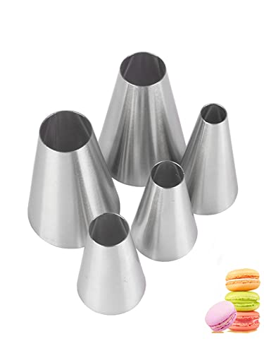 Macaron Piping Tips Set, 5 Large Round Icing Tips for Cake Baking Supplies - color: G