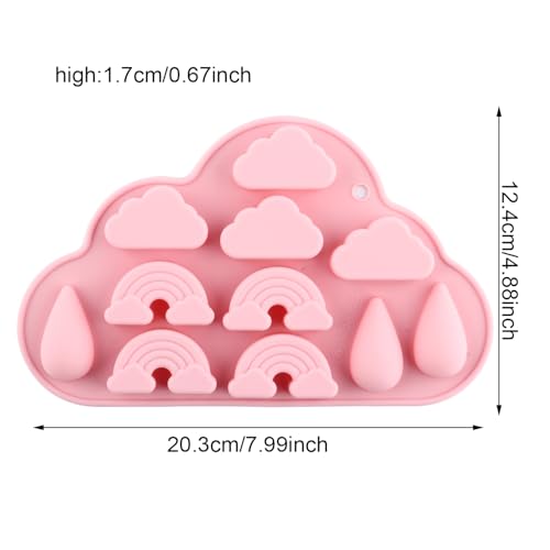 11 Cavity Rainbow Cloud Raindrop Silicone Candy Molds - color: Style D