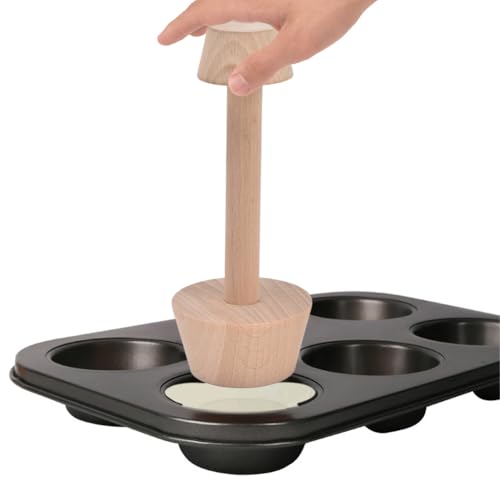 Wooden Tart Tamper, Double Side Pastry Press Tool for Mini Pan Dough