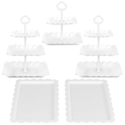 NWK 5-Piece Cupcake Stand & Appetizer Trays Set (Square, White) - color: White