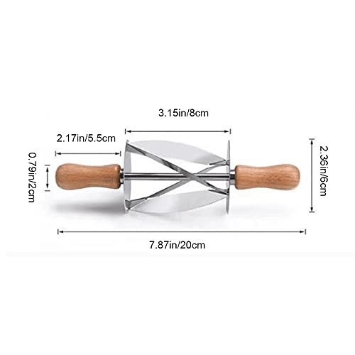 Dough Wheel Cutter Stainless Steel Croissant Bread Cutter Wooden Handle Dough Scraper for Making Croissant Rolling