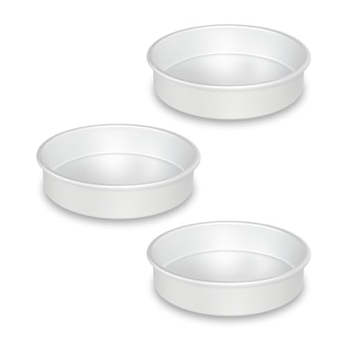 8 x 2 Inch Round Cake Pans Set of 3, Aluminum Round Cake Tin, Baking Cake Pan for Wedding, Party, Family Occasions, Chocolate, Bread. (Round, 8×2 Round Cake Pan, Set of 3) - color: Silver, size: 8 x 2 Inch Round Cake Pan, Set of 3