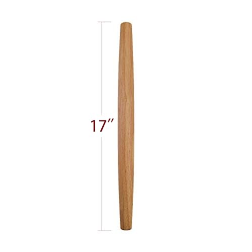 French Rolling Pin (17 Inches) –WoodenRoll Pin for Fondant, Pie Crust, Cookie, Pastry, Dough –Tapered Design & Smooth Construction - Essential Kitchen Utensil - style: Rubber Wood Rolling Pin