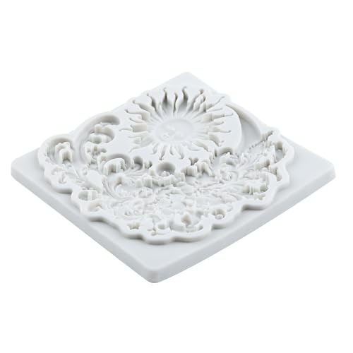 Sun Face Silicone Mold Baroque Curlicues Scroll Lace Fondant Mold - color: Style H