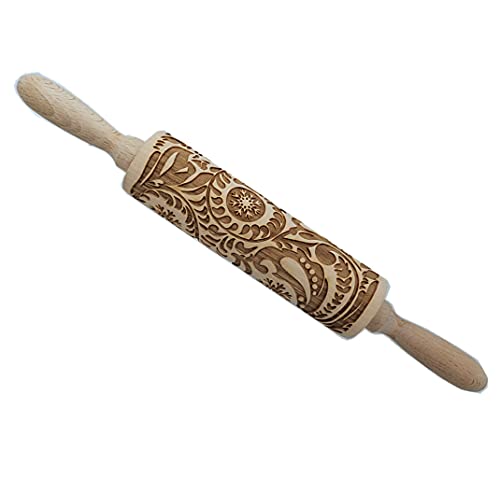 MIZORLIE 14.9" Paisley Engraved Embossed Rolling Pin