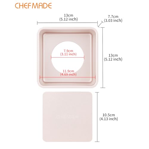 CHEFMADE Square Cake Pan, 5-Inch Deep Dish with Removable Loose Bottom Non-Stick Square Bakeware for Oven Baking (Gold) - size: 5" Square 2 Part