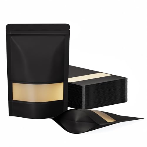 FireKylin 100 Pcs Resealable Bags, Matte Window, Paper, Black,5.9 x 8.6 in - color: Black, size: 5.9"x 8.6"