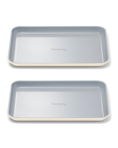 Caraway Non-Stick Ceramic Small Baking Sheet Duo - color: Cream, size: 2x Small 9" x 13"