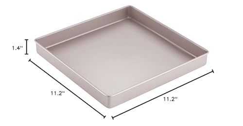 CHEFMADE 11-Inch Baking Sheet Pan, Non-Stick & Dishwasher Safe Square Jelly Roll Bakeware for Oven Roasting Meat Bread Battenberg Pizzas Pastries 11.2" x 11.2" x 1.4" (Champagne Gold) - size: 11.2" x 11.2" x 1.4"