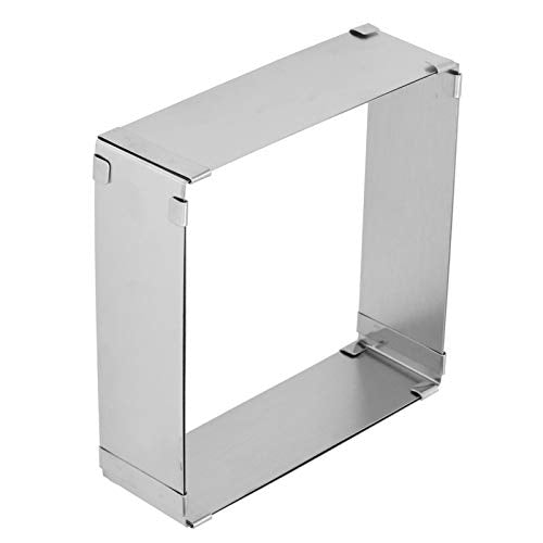 BORDSTRACT Square Adjustable Cake Mould, Stainless Steel Rectangle Cake Tin Cutter Baking Frame for Mousse Tiramisu (Large (16~28cm)