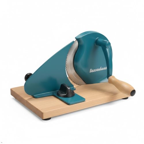 Zassenhaus Original Classic Adjustable Bread Slicer for Uniform Slices - Bread Slicer for Homemade Bread - 18/8 Stainless Steel Blade Sourdough Cutter-Water Blue 11.75" x 8" - color: Water Blue, size: 11.75" x 8" x 4.7"