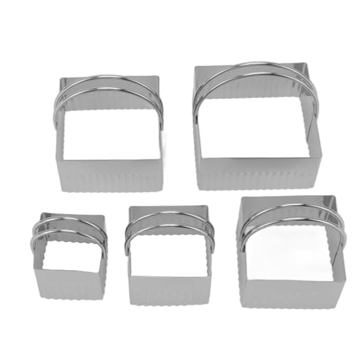 5Pcs Stainless Steel Cookie Cutters Set with Handle, 5 Sizes Baking Mould for Biscuits Scones, Easy Clean Dishwasher Safe(Square) - size: Square