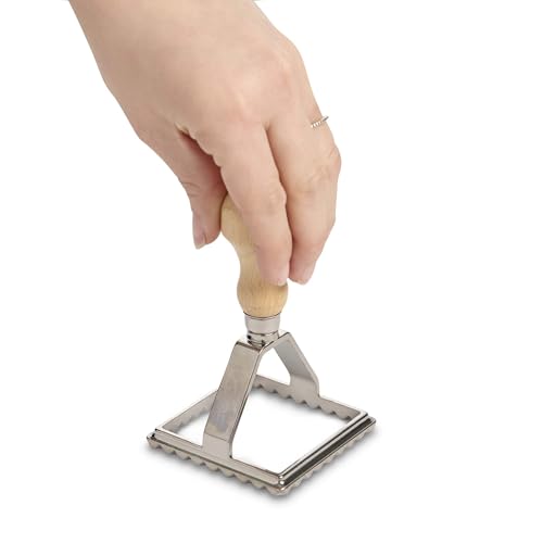 Fante’s Ravioli Maker Stamps With Wooden Handles, Fluted Square Shape, For Homemade Pasta, Cookies, Everyday Meals, And Holidays, Set Of 2, 2-Inch - size: Set of 2, 2-Inch Square