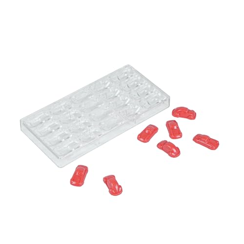 Pastry Tek 10.8 x 5.3 Inch Chocolate Shaping Mold, 1 Freezable Candy Mold - 20 Cavities, 3D Car-Shaped, Clear Polycarbonate Chocolate Mold, Dishwashable, Easy To Release - Restaurantware - size: 1 Count | 10.8 x 5.3 Inch, style: Car