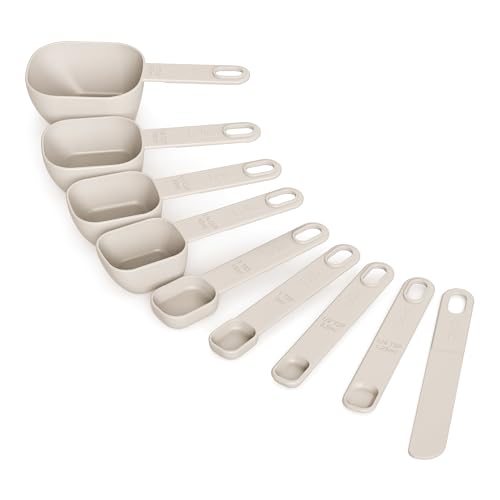 bella Nested Measuring Cup & Spoon Set, BPA & BPS-free nylon, Oatmilk, 9 Piece Set (Pack of 12) - color: Leche de avena