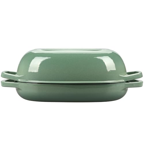 EDGING CASTING Enameled Cast Iron Oval Dutch Oven Pot with Lid, Dutch Oven for Sourdough Bread Baking, Bread Oven, Bread Dutch Oven, Oval Bread Pan, 5qt, Sage Green - color: Sage Green, size: 5 Quart