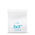 3''x 3'', (Pack of 100) 2 mil Thick Clear Plastic Reclosable Zip Poly with Resealable Lock Seal Zipper, Clear Small Zip, Jewelry, Candy, Storage, Packaging & Shipping… - size: 3" x 3"