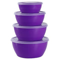 4-Piece Classic Plastic Prep Bowls with Lids, 8/16/24/32oz - color: Purple