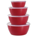 4-Piece Classic Plastic Bowls with Lids – 8/16/24/32oz - color: Red