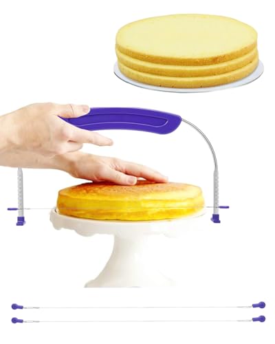 1PACK Purple Cake Cutter Slicer Leveler with 2 Extra Wires - color: Purple 1-Wire & 2-Wire