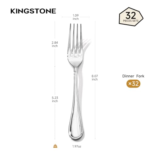 32-Piece 8-Inch Teardrop Dinner Forks Set, 18/10 Stainless Steel Table Fork - size: 32-Piece