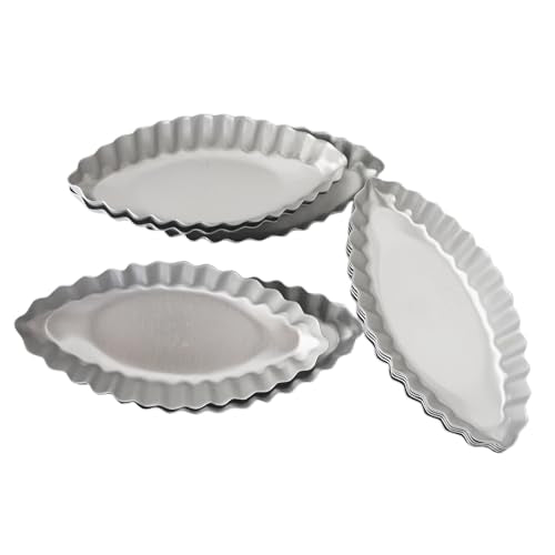 Aluminum Boat Tart Pan Fluted Oval Baking Mold, Small Wavy Tartlet - style: Bigger size 4.7"