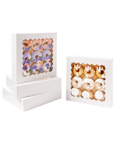 Bakepacker Auto-pop Up Pie Boxes with Window 8x8x2.5 inches 240pcs White - color: White, 240 Pcs, size: 240Pcs / 8"x 8"x 2.5"