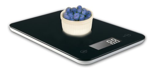 Ozeri Touch Digital Kitchen Scale (12 lbs Edition) in Tempered Glass - color: Stylish Black