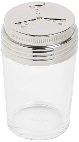Norpro Shaker Cup Glass Adjustable Pizzeria Style Pepper/Salt/Cheese/Spice 5.25"
