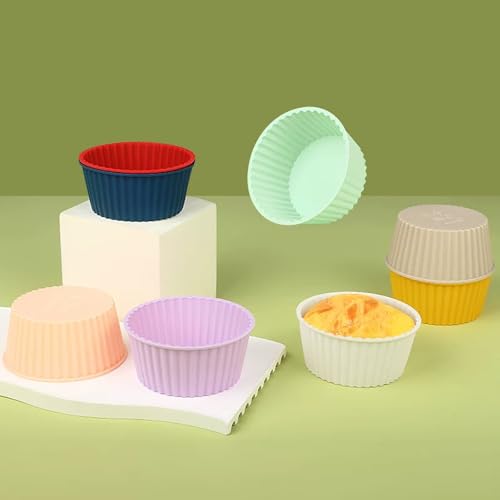 10 Pack Reusable Silicone Baking Cups - Nonstick Cupcake Liners & Stand-Alone Muffin Molds,10 Designer Colors