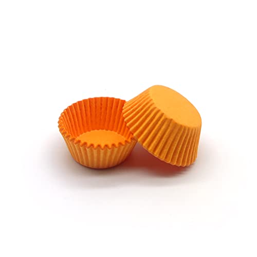 Orange Mini Cupcake Liners Natural Greaseproof Paper Muffin Baking Cups, 500-Count - color: Orange