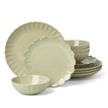 Lenox French Perle Scallop Matcha Stoneware 12-Piece Dinnerware Set for 4 - color: Matcha, style: 12 Piece Dinnerware