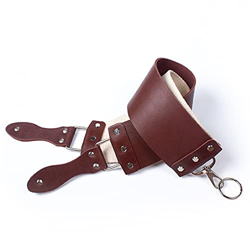 Razor Strop - Barber's Latigo Leather Straight Razor Strop. Dual Strap that will be a Great Addition for Any Straight Razor. PREMIUM LEATHER Strop for Sharpening. (Brown Personalized) - color: Brown Personalized