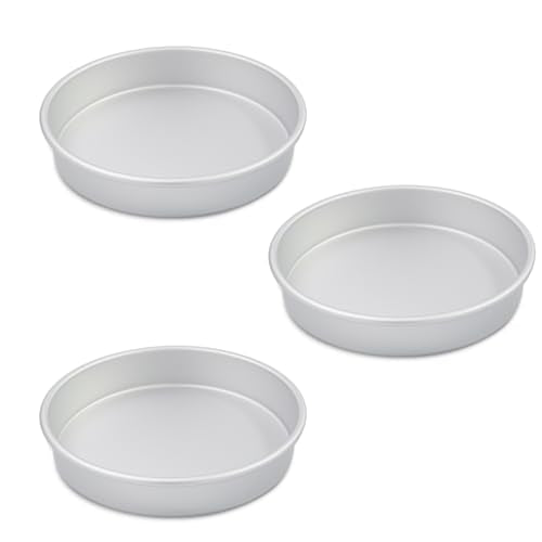 9x2 Inch Round Cake Pans, Set of 3，Aluminum, Wedding & Party Use, Baking Tin, Chocolate & Bread - color: Silver, size: 9 x 2 Inch Round Cake Pan, Set of 3