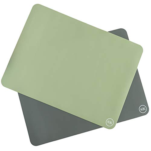 The Silicone Kitchen Silicone Oven Baking Mats BPA Free, Extra Thick, Half Sheet 16 in by 11.75 in, Set of 2, Green and Gray - color: Green, size: Half Sheet (16"x11.75")