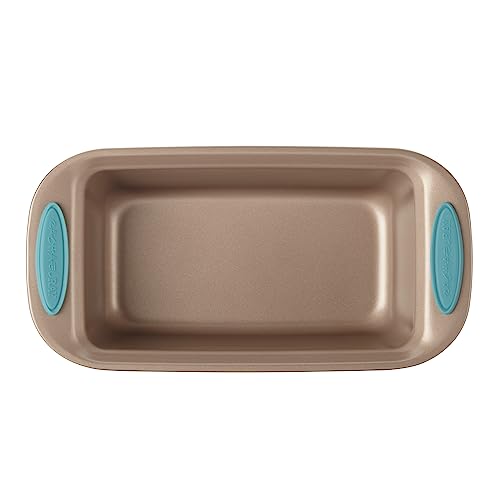Rachael Ray Cucina Bakeware Oven Lovin' Nonstick Loaf Pan, 9-Inch by 5-Inch Steel Pan, Latte Brown with Agave Blue Handles (Pack of 6) - color: Latte Brown, size: 9 Inch x 5 Inch (Pack of 6)
