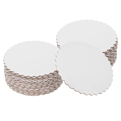 uxcell 50 Pcs Scalloped Cake Circle Base, 4.9 Inch Wave Cake Cardboards Greaseproof Cardboard Round Wave Cake Pastry Pan Base for Weddings Parties Birthday Desserts Cupcake (White) - color: White, size: 4.9Inch