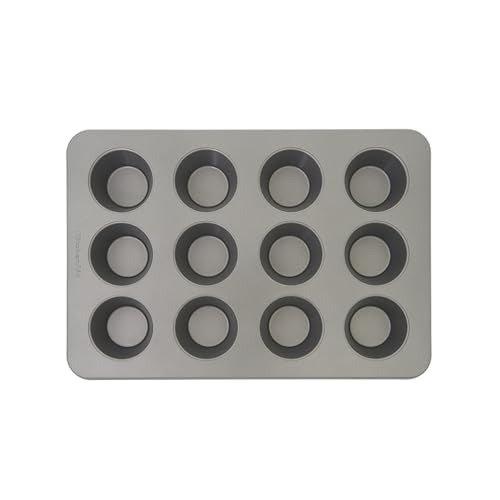 KitchenAid Nonstick Aluminized Steel Muffin Pan, Contour Silver, 12 Cup (Pack of 6) - color: Contour Silver, size: 12 Cup (Pack of 6)