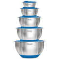 Viking Mixing Bowls Set, 10 Piece Stainless Steel Kitchen Cookware, Non-Slip Silicone Base, Includes Tight Fit Lids, Dishwasher Safe, Blue - color: Blue