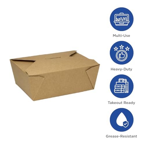 Karat Paper to Go Boxes [76 oz - 200ct] Leak-Resistant, Microwavable, Heavy-Duty Take Out Boxes | Grease Resistant & Stackable | #3 Kraft Brown - color: Kraft, size: 76