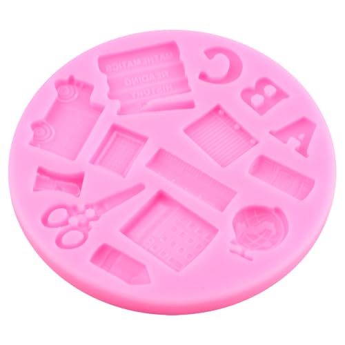 Mujiang Back to School Silicone Molds Book Pencil Fondant Mold Set Of 4 - color: Style B