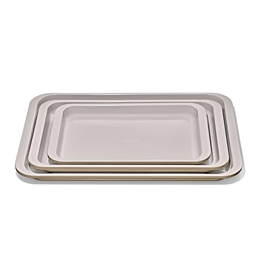 OXO Good Grips Non-Stick Pro Ceramic Coated Metal Bakeware 3-Piece Set - color: Tan, size: 3-Piece Set