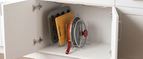 Simple Houseware Kitchen Pot Lid Rack Holder Organizer, Silver - color: Silver