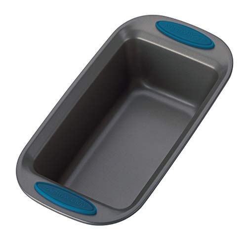 Rachael Ray Yum-o! Bakeware Oven Lovin' Nonstick Loaf Pan, 9-Inch by 5-Inch Steel Pan, Gray with Marine Blue Handles (Pack of 6) - color: Gray with Marine Blue Grips, size: 9 Inch x 5 Inch (Pack of 6)