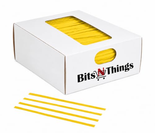 4 Inch Yellow Twist Ties - 2000 Count | Paper Coated Wire Bag Ties | Bread Bags, Bakery, Candy, Coffee & Food Packaging | Dispenser Box | Bits N Things - color: Yellow, size: 4 Inch - 2000 Count