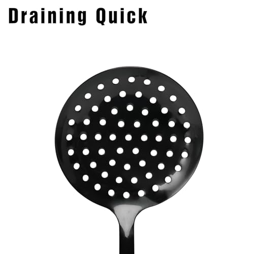Black Stainless Steel Skimmer Spoon, Metal Slotted Spoon Strainer - color: Z-Black Skimmer