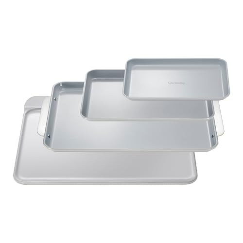 Caraway Non-Stick Ceramic Baking Sheet Trio and Cookie Sheet Set - color: Gray, size: Baking Sheet Trio & Cookie Sheet