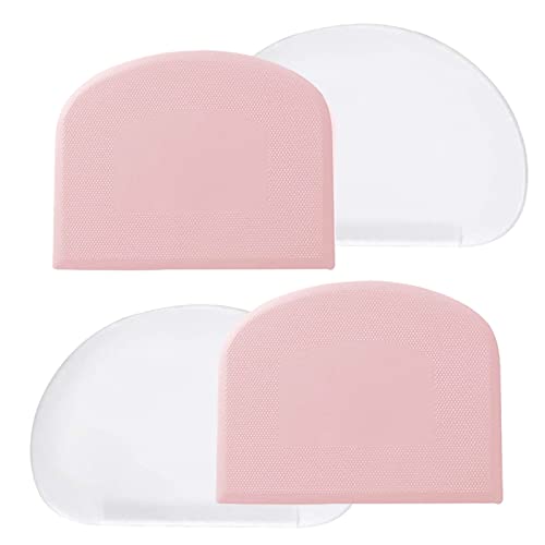 Dough Bowl Scraper Silicon Pastry Scrapers Home Kitchen Food Grade PE Backing Dough Blenders Hard Cutter for Cooking Bread Cake Mixing Pastry Dough Scrapers 4 Packs